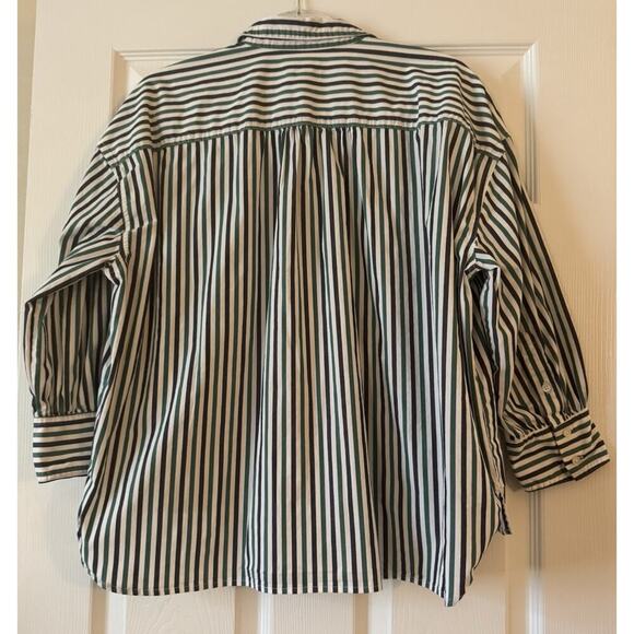 Women's J.Crew Trifecta Striped Oversized Shirt Blue Green Medium M - Picture 6 of 11